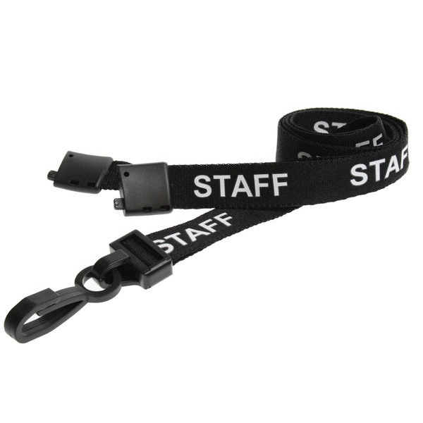 Billede af Staff sort lanyard / Halssnor / Keyhanger / Nøglesnor / Halsrem 15 mm med plast krog. 60270589